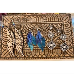 3 Pairs Dangling Earrings